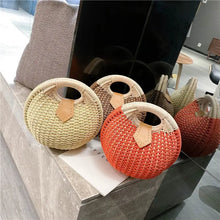 Load image into Gallery viewer, Rattan Bags, Wicker purse, shell bag, straw beach bag, straw bags, beach bags, wicker bag, beach straw bag, straw handbags, straw beach bag, crochet bags, Crossbody purse for evening, small shoulder bag for women, rattan bag, beige rattan bag