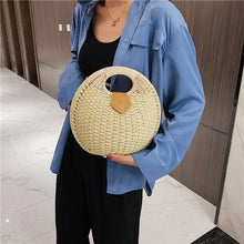 Load image into Gallery viewer, Rattan Bags, Wicker purse, shell bag, straw beach bag, straw bags, beach bags, wicker bag, beach straw bag, straw handbags, straw beach bag, crochet bags, Crossbody purse for evening, small shoulder bag for women, rattan bag, beige rattan bag