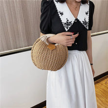 Load image into Gallery viewer, Rattan Bags, Wicker purse, shell bag, straw beach bag, straw bags, beach bags, wicker bag, beach straw bag, straw handbags, straw beach bag, crochet bags, Crossbody purse for evening, small shoulder bag for women, rattan bag, beige rattan bag