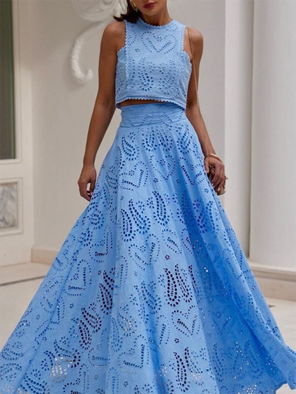 womens two piece set, crop top and skirt set, Two Piece skirt set, eyelet dress, Two piece Maxi Dress, skirt set, two piece sets women, lace dress, Coord Sets, Maxi Skirt outfit set, matching set women, long maxi skirt, summer two piece outfits for women, Elegant two-piece dress set, Stylish summer co-ord set.
