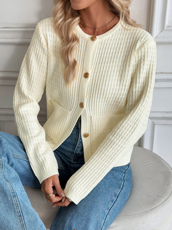 Neutral color cream sweater cardigan women, long sleeve waffle knit cardigan for workwear, comfortable cardigan for travel, affordable knit cardigan under $50, best layering cardigan for fall outfits.