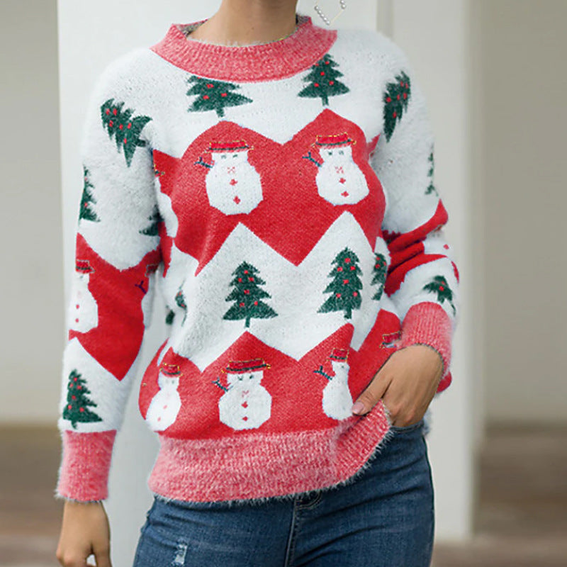 Christmas Crew neck Sweater, Womens Ugly Christmas Sweater, women's Holiday season sweater, ugly Christmas sweater for women, crew neck sweater for women, red jumper