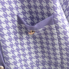 Load image into Gallery viewer, Eva Houndstooth Knit Cardigan for Women – Oversized V-Neck Pearl Button Sweater with Pockets | Fall plaid cardigan