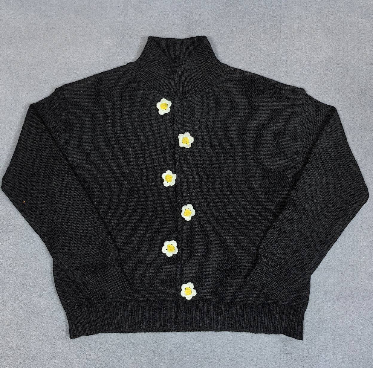 Daisy Wool-Blend High Neck Sweater Crochet Buttons | winter layering turtleneck sweater | Crew Neck Jumper