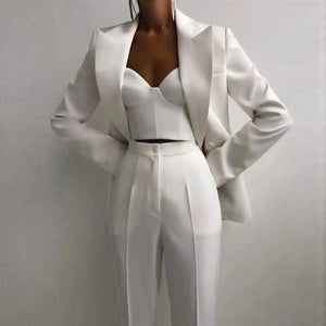 High Quality Casual Office Internet Celebrity Business Women Blazer Suit Set Three Piece Suit