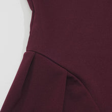 Load image into Gallery viewer, Wine Twirl Corset fit Midi Dress | Fit and Flare Dress | Corset top Dress | Pleated Midi Dress