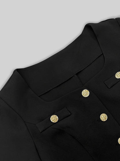 Elegant Light Luxury Office Short Sleeve Chanel Top Elastic Waist Tightening Pleated Skirt Elegant Outfit Two Piece Sets