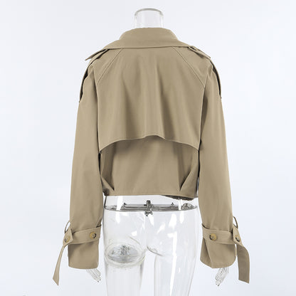 Alena Women’s Belted Cropped Trench Coat |Quiet Luxury Cropped Jacket women