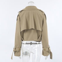 Load image into Gallery viewer, Alena Women’s Belted Cropped Trench Coat |Quiet Luxury Cropped Jacket women | Fall trench coat for Layering