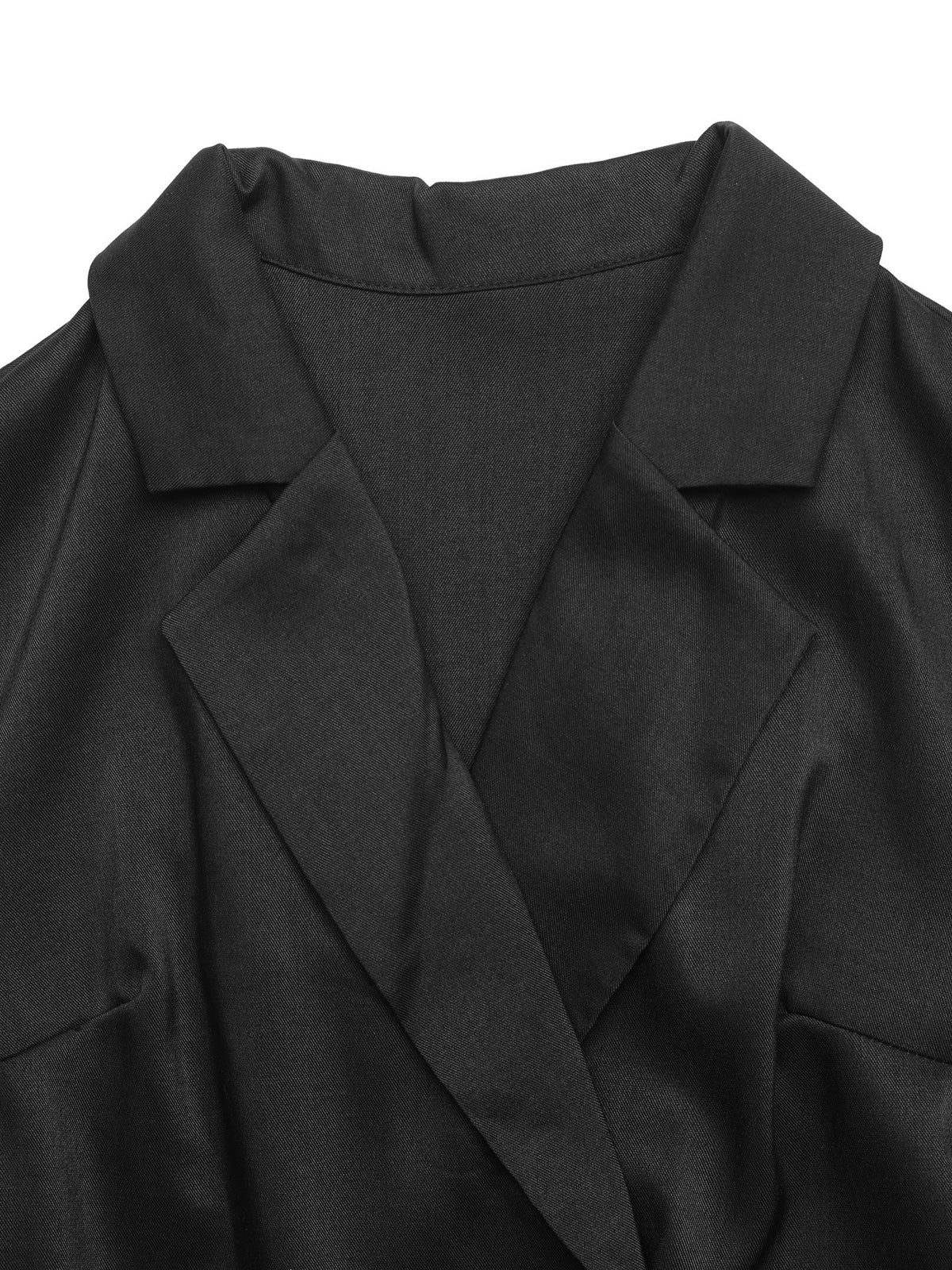 Pure Elegant Black Lace Stitching Blazers Dress