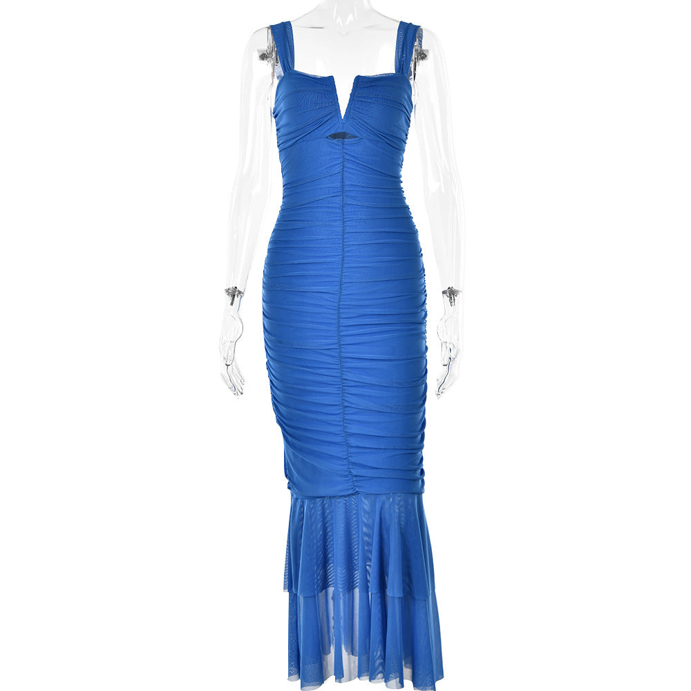 Sizzling Tonight Ruffle Ruched Bodycon Dress | Bodycon Maxi Dress | Ruched Cocktail Mermaid Dress S / Blue Sizzling Tonight Ruffle Ruched Bodycon Dress | Bodycon Maxi Dress | Ruched Cocktail Mermaid Dress S / Blue