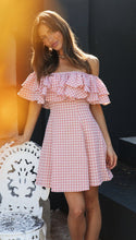 Load image into Gallery viewer, Women Clothing New Plaid off-Shoulder Ruffled Collar Show Fashion Dress