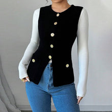 Load image into Gallery viewer, Classic round Neck Vest for Women Spring Autumn Button Vest Cardigan Coat