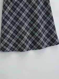 Marloe Plaid Midi Skirt – midi skirt with belt | A-line fall plaid skirt | Office skirt women