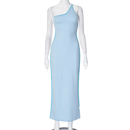 Slaycation One-Shoulder Bodycon Maxi Dress with Sheath fit | Maxi Sundress | Backless Maxi Dress
