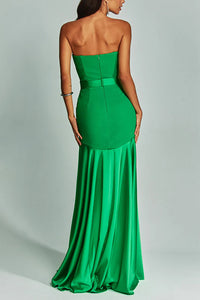 Afterglow Off Shoulder Satin Evening Gown - Mermaid Corset Maxi Dress for Cocktail Parties & Weddings