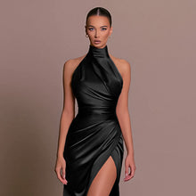 Load image into Gallery viewer, Halter Sleeveless Split Bottoming Dress Dress Autumn Stand Collar Dress