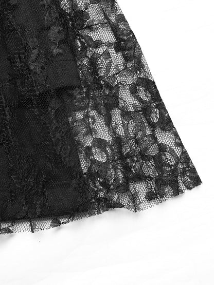 Pure Elegant Black Lace Stitching Blazers Dress