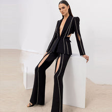 Load image into Gallery viewer, Fancy PantSuit, womens pantsuit, Dressy Pantsuit, Women Formal wear, Two piece sets women, co ord sets, women&#39;s blazer, formal pantsuit party wear, Modern Blazer, womens pant suit, Blazer jacket, Formal Pant suits for women, 2 piece suit for women, Pantsuit Party wear, Coats and Jackets, wedding pantsuit, two piece pant set, cocktail pants suits for ladies.