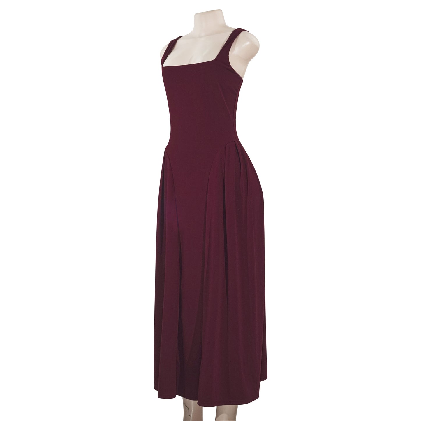Wine Twirl Corset fit Midi Dress | Fit and Flare Dress | Corset top Dress | Pleated Midi Dress