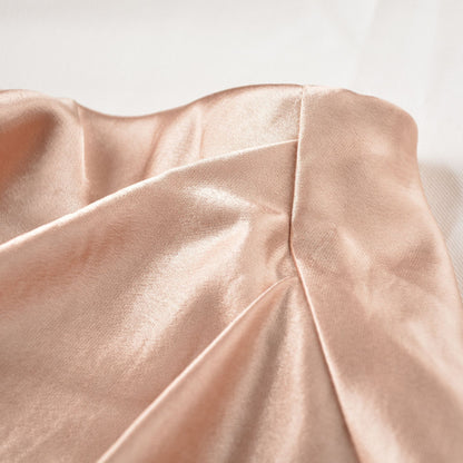 Heap Pleated Satin Skirt Elastic Waist Solid Color Elegant Sheath Skirt