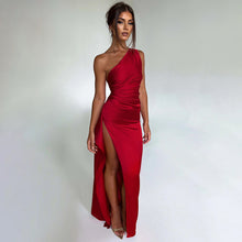 Load image into Gallery viewer, Women Clothing Dress Sexy One Shoulder Slim Fit Slit Maxi Dress Backless Dress Women Evening Dress