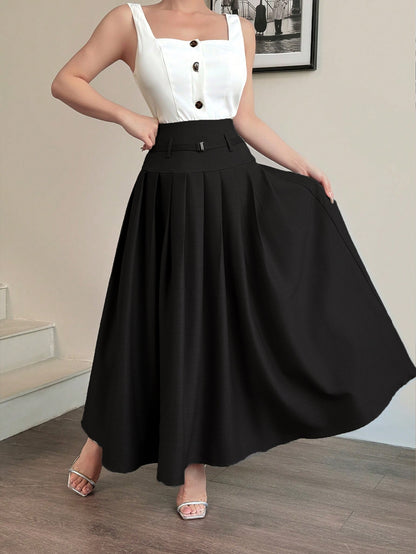 Office High End Design Black Skirt Belly Covering A line Summer Small High End Exquisite Skirt
