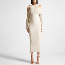 Load image into Gallery viewer, cream sweater dress, Sweater Dress, knit bodycon sweater dress, Bodycon Dress, Long sweater dress, Bodycon Sweater Dress, maxi sweater dress, maxi knit dress, Jumper Dress, Knit Sweater Dress, womens jumper, fall outfit.