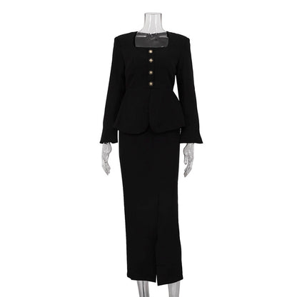 Amiri Black Blazer & Skirt Suit Set for Women – Elegant Two-Piece Pencil Skirt set | Coord Sets women