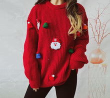 Load image into Gallery viewer, Christmas Crew neck Sweater, Womens Ugly Christmas Sweater, Womens crew neck sweater with santa,  classy crew neck sweater for women, classy ugly christmas sweater.