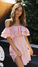 Load image into Gallery viewer, Women Clothing New Plaid off-Shoulder Ruffled Collar Show Fashion Dress