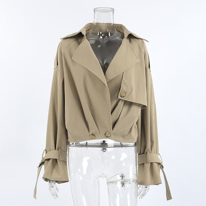 Alena Women’s Belted Cropped Trench Coat |Quiet Luxury Cropped Jacket women