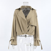 Load image into Gallery viewer, Alena Women’s Belted Cropped Trench Coat |Quiet Luxury Cropped Jacket women | Fall trench coat for Layering