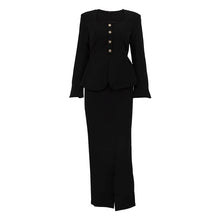 Load image into Gallery viewer, Amiri Black Blazer &amp; Skirt Suit Set for Women – Elegant Two-Piece Pencil Skirt set | Coord Sets women