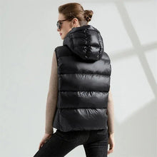 Load image into Gallery viewer, hooded puffer jacket women, women&#39;s down coats and jackets, short hooded parka jacket, Women outerwear,  Winter Coats &amp; Jackets, women&#39;s winter coats &amp; jackets, quilted puffer jacket, short hooded jacket, women&#39;s outer wear, women&#39;s winter wear, black puffer jacket, black quilted parka jacket.