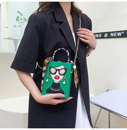 CrossBody Clutch Box Bag, crossbody purse for women, Shoulder party Purse, Shoulder clutch for women, crossbody purse for everyday, party clutch box, shoulder party clutch, crossbody purse for evening, crossbody purse for women, shoulder party clutch with chain, quirky bags, clutch box bag, clutch box with chain, green clutch box.