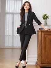 Load image into Gallery viewer, Fancy Pantsuit, Dressy Pantsuit, Women Formal wear, womens pant suit, womens formal pant suits, ladies trouser suit, womens formal wear, womens office wear, Trouser Suit, women outerwear, suit jacket, co ord sets, trouser pant suit, hot blazer,Women&#39;s Blazer, modern blazer, Womens Winter coats &amp; jackets, wedding pantsuits, womens pantsuit, Blazer Jacket, black pantsuit.