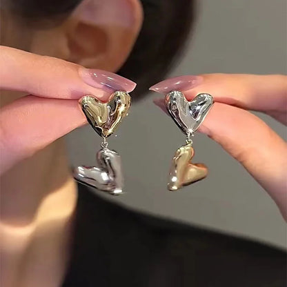 Bossy Diva Heart Drop Earrings | Huggie Hoop Earrings | Fancy Jewelry| Gold Heart Earrings| Quirky Jewelry