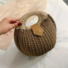 Load image into Gallery viewer, Rattan Bags, Wicker purse, shell bag, straw beach bag, straw bags, beach bags, wicker bag, beach straw bag, straw handbags, straw beach bag, crochet bags, Crossbody purse for evening, small shoulder bag for women, rattan bag, beige rattan bag