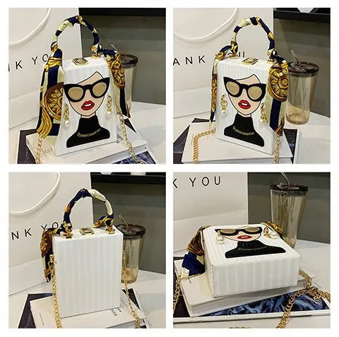 CrossBody Clutch Box Bag, crossbody purse for women, Shoulder party Purse, Shoulder clutch for women, crossbody purse for everyday, party clutch box, shoulder party clutch, crossbody purse for evening, crossbody purse for women, shoulder party clutch with chain, quirky bags, clutch box bag, clutch box with chain, white clutch box.