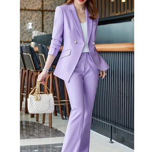Suit for Girls Violet Casual Blazer Jacket and Pants Two Pieces
