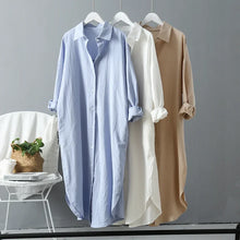 Load image into Gallery viewer, Chloe Summer Casual Oversized Shirt Dress – Cotton Linen Midi