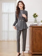 Load image into Gallery viewer, Fancy Pantsuit, Dressy Pantsuit, Women Formal wear, womens pant suit, womens formal pant suits, ladies trouser suit, womens formal wear, womens office wear, Trouser Suit, women outerwear, suit jacket, co ord sets, trouser pant suit, hot blazer,Women&#39;s Blazer, modern blazer, wedding pantsuit, pantsutt partywear, women&#39;s office wear, grey pantsuit.