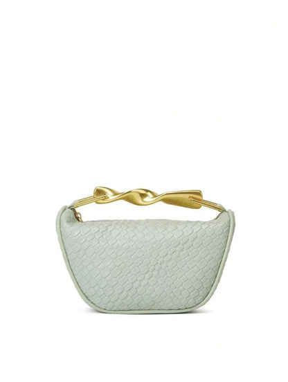 Serena Sculpted Handle Woven Straw Bucket Bag – Terracotta Shoulder Bag, Raffia Tote | Half moon straw sling bag