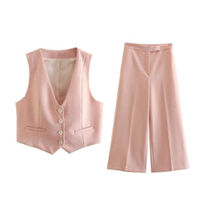 Load image into Gallery viewer, fancy pantsuit, pink womens two piece outfit set, dressy pantsuit, vest and pants set, Waistcoat women suit, vest set, two piece pants set casual, vest and pants set womens, two piece pants set, work clothes for women, womens pant suit, fancy pant suit, female waistcoat and pants, chic business attire, Trouser Suit, co ord sets, trouser pant suit, wedding pantsuits, womens pantsuit, Co ord sets, work clothes for women.