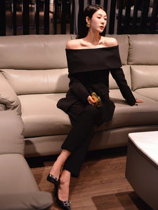 Fancy Pantsuit, women's blazer, modern blazer, Dressy Pantsuit, Women's suit Jacket, Off the shoulder blazer, Womens office wear, formal pantsuit party wear, Womens off shoulder jacket, Stylish office wear,  Women Formal wear, women outerwear, Womens Winter coats & jackets, womens pantsuit, Blazer Jacket, Black suit jacket womens.