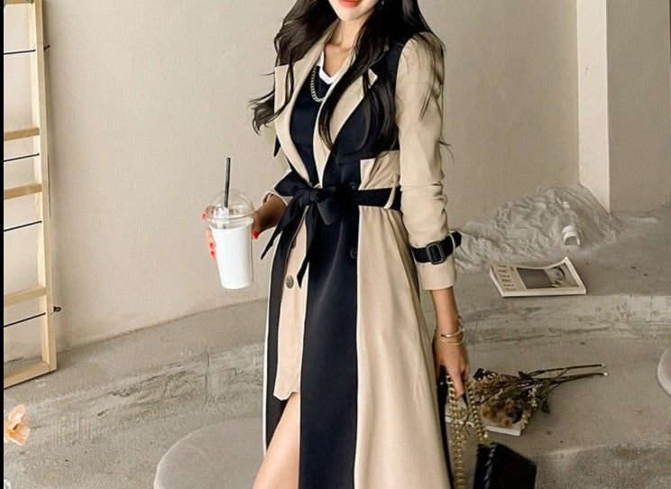 womens two toned trench coat, womens wrap winter coat, womens winter swing coats, long trench coat, belted trench coat, long winter parka womens, stylish coats for women, dressy winter coat, women's winter coats & jackets, womens belted winter coat, womens trench coat, coats and jackets, long parka coat for women, black trench coat, fall aesthetic womens trench coat.