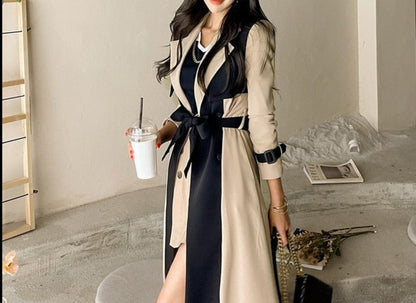 womens two toned trench coat, womens wrap winter coat, womens winter swing coats, long trench coat, belted trench coat, long winter parka womens, stylish coats for women, dressy winter coat, women's winter coats & jackets, womens belted winter coat, womens trench coat, coats and jackets, long parka coat for women, black trench coat, fall aesthetic womens trench coat.