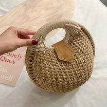 Load image into Gallery viewer, Rattan Bags, Wicker purse, shell bag, straw beach bag, straw bags, beach bags, wicker bag, beach straw bag, straw handbags, straw beach bag, crochet bags, Crossbody purse for evening, small shoulder bag for women, rattan bag, beige rattan bag