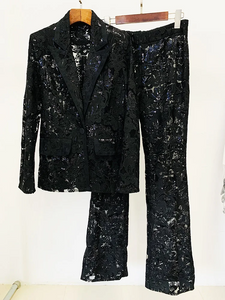 Luxe Glam Sequin Pantsuit – Elegant Women’s Fancy Pantsuit for Weddings & Parties | Blazer and Pant Set